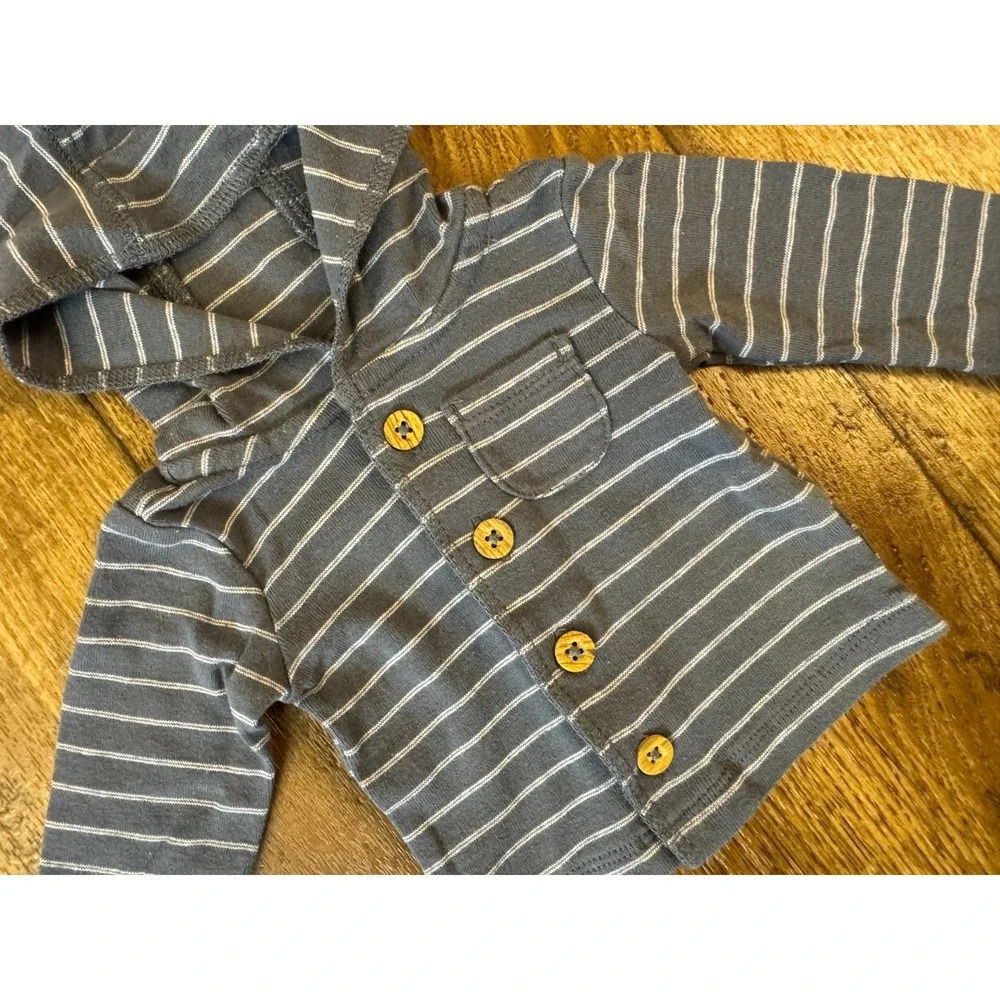 Carters Preemie Baby Outfit Boy 3 Piece Set Bodysuit Pants Jacket Button Striped